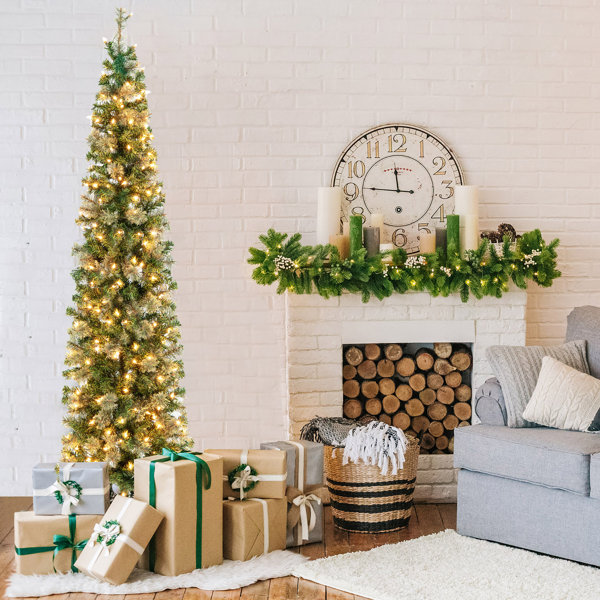 The Holiday Aisle® 7' H Green Pine Cashmere Christmas Tree with 150 LED